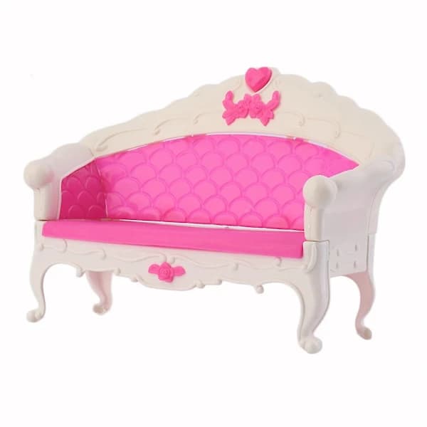 6 stk. legetøj til Barbie-dukke, sofa, stol, bord, lampe, møbler S,SD