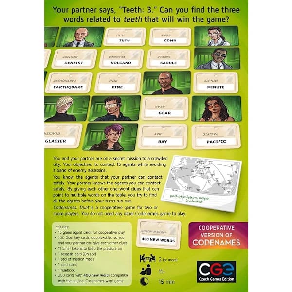Czech Games Codenames: Duet - To-spiller ordgættespil til hjemmefester,TH
