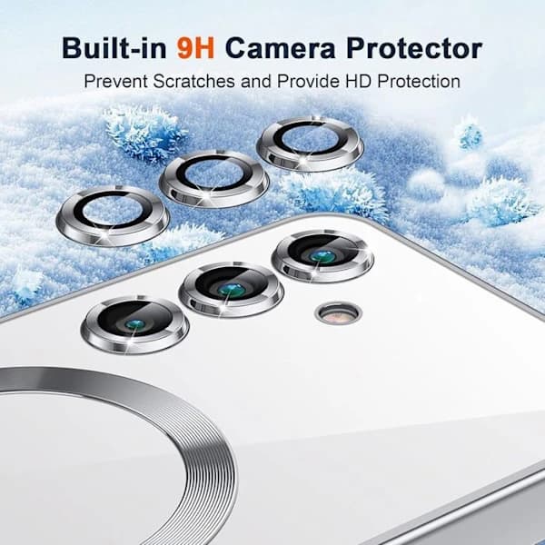 Case for Samsung Galaxy S25 Plus - with Magnetic Circle - Silver + 2 Tempered Glass - BOOLING® Clear, Silver,SEB