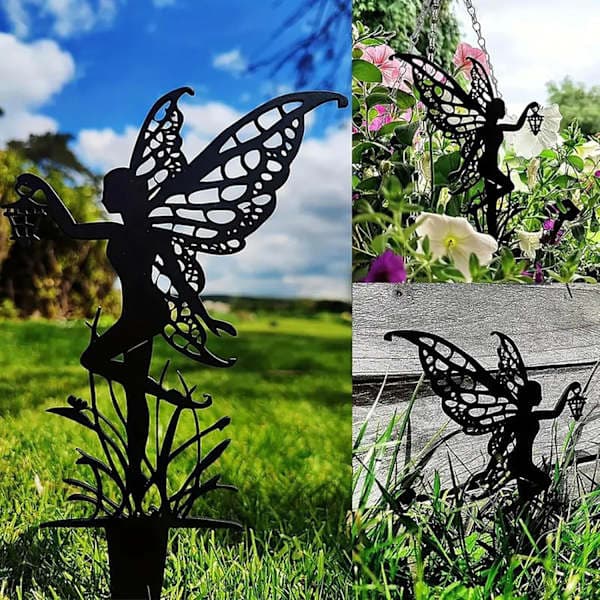 Hagedekorasjon Fe Metall Blomsterfe Tredelt Sett 3PC,AB