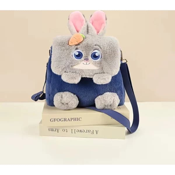 Zootopia Cute Cartoon Judy and Nick Large Capacity Backpack Shoulder Bag Plush Backpack with Flap 2Psc,SEB