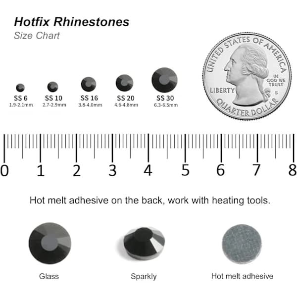 3000 stk. Sorte Hotfix Rhinestones Kompatible med Håndværk, SS16, 3,8-4,0 mm Sort SS16 Sort, SD