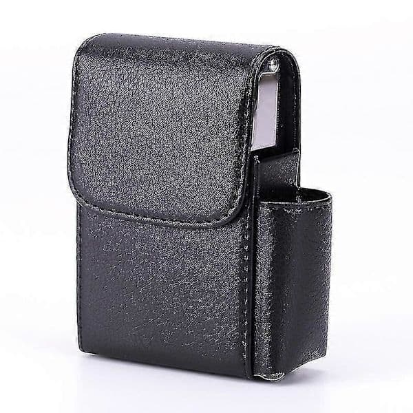 (sort) Cigaretui i PU-læder, Flip Lighter-etui, visitkortetui sort, AB