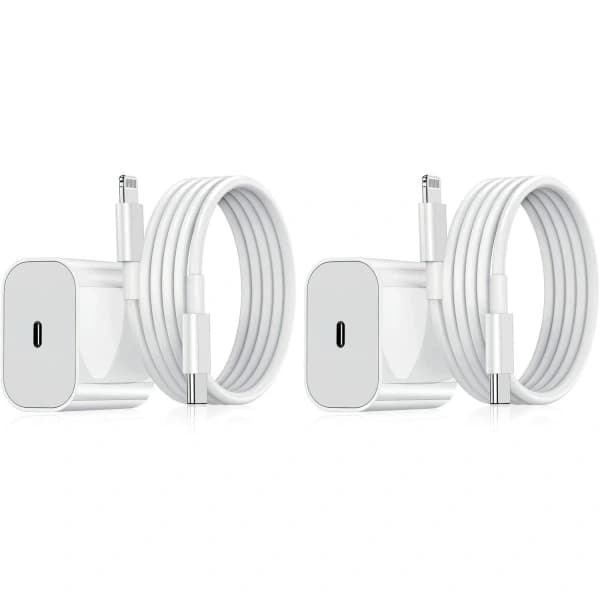 2-pack mobilladdare - Kompatibel med iPhone - Snabbladdare - Adapter + Kabel 20W Vit 2-Pack[GPA] 2-Pack iPhone,SD
