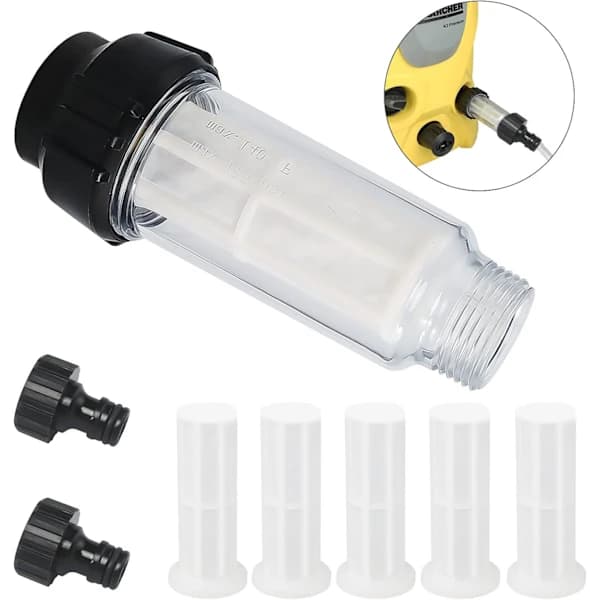 Vannfilter med filterinnsats, 8 stk. filter for hageslangefilterrenser med 3/4\" vanntilkobling, TH