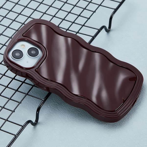 iPhone 15 Case with Wavy Texture, Burgundy, AB