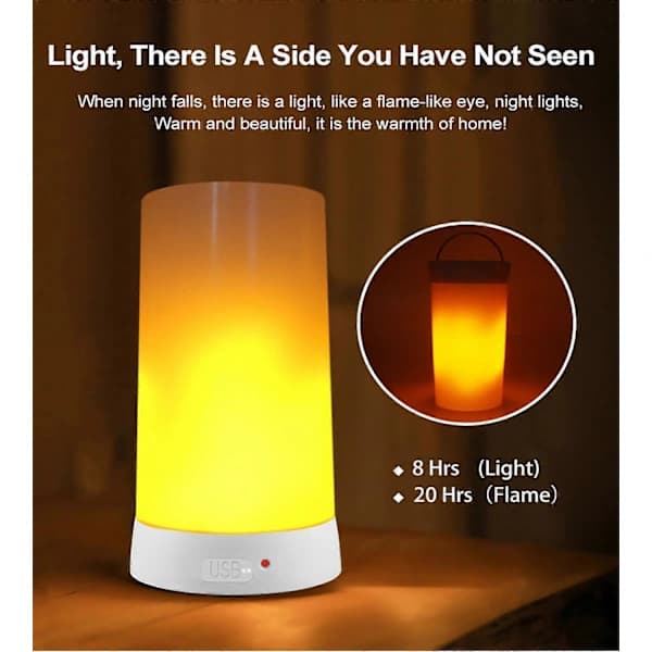 LED Flame Lamp, USB Rechargeable Flame Effect Lamp, Flame Lamp with Remote Control & Timer (FMY) 1PCS,SEB