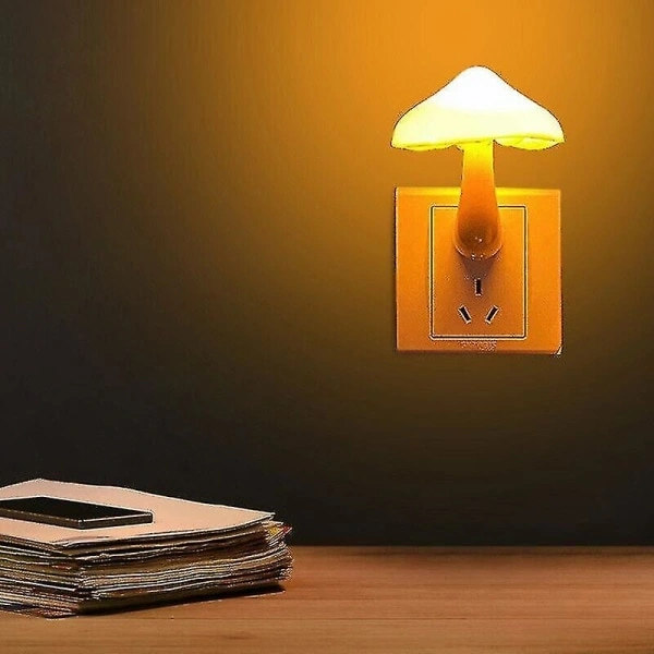 2x LED Night Light Mushroom Wall Socket EU Plug Warm White Light Control, SEB