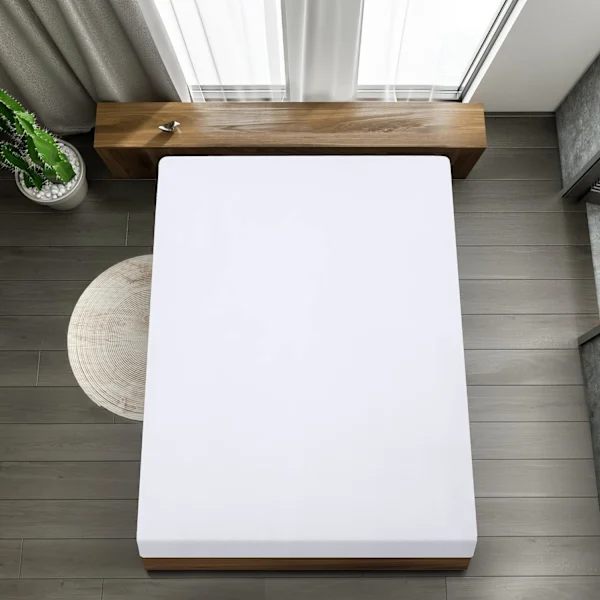 Bedding - Fitted Sheet - White, 180 x 200 cm - 30 cm Deep for Thick Mattress - Brushed Microfiber Polyester,TH