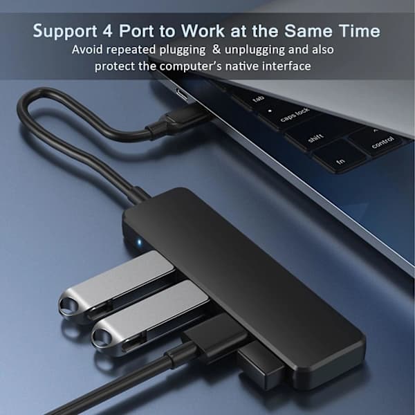 USB 3.0 Hub, 4-ports USB Hub USB-splitter USB-forlænger til bærbar computer, Xbox, flashdrev, harddisk, konsol, printer, kamera, SEB