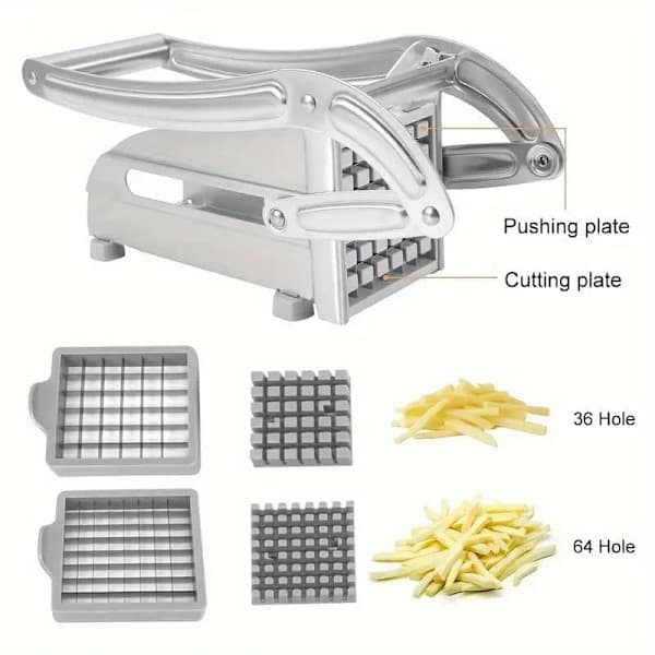 Pommes frites-kutter i rustfritt stål - Grønnsakskutter og potetkutter med 2 ekstra blader-FX-,AB