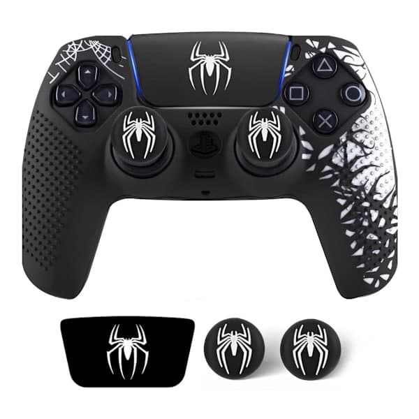For PS5 Controller Cover, Non-slip Silicone Protective Skin Compatible with PS5 Controller with Thumb Grip Sticker F,AB