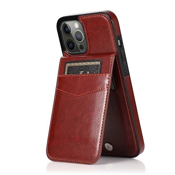 Plånboksfodral med Kortfack, Premium Läder Magnetlås Ställ Robust Skydd för iPhone 20 (brun)（PA） brun iPhone16 plus,SD