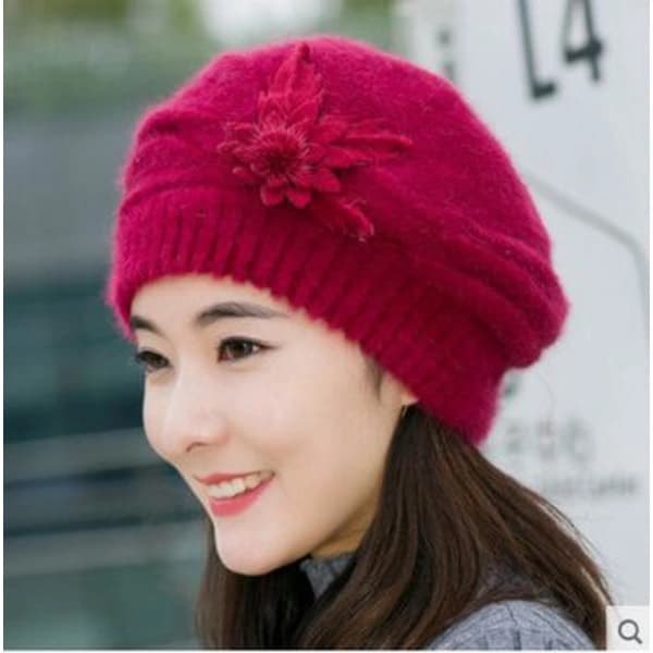 Dam Beanies Vinterhattar Dam Mode Dam Blomma Stickad Virkad Mössa Vinter Varma Mössa Basker Damhattar Vinter Varma, SD