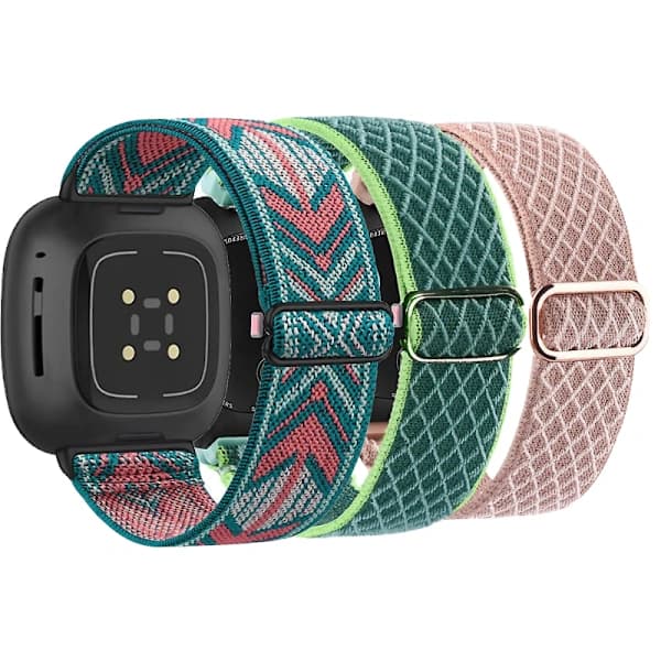 Elastiskt vävt armband för Fitbit Versa 3 2, Versa Lite - Justerbart sportarmband i nylon för Fitbit Sense Grå, SD