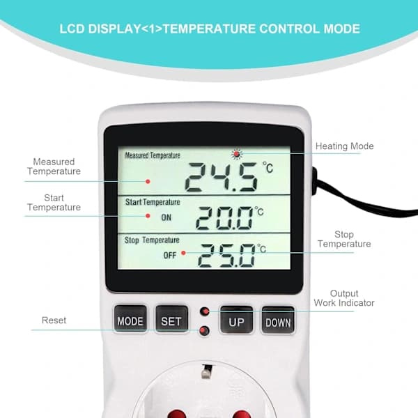 Digital Termostat LCD-display med Timer Probe 230V Temperaturkontroller Plug Värme Kylning Termostat,SD