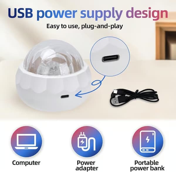 Autism sensorisk ljusprojektor USB-driven takprojektion lugnande effekter flerfärgad plast medium