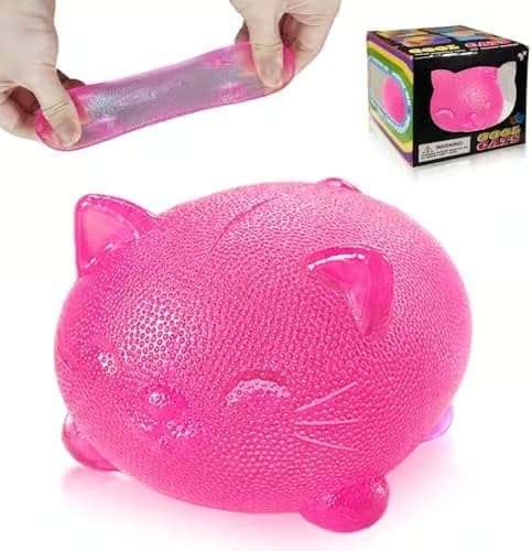 Cool Cat Squishy Fidget-leksaker, rosa Taba Cat klämleksak Pink