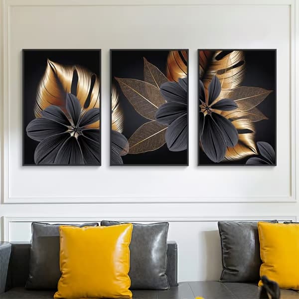 Delad duk väggkonst tropisk konst svart guldblad affischer och tryck botanisk väggdekor målningar väggdekor sovrum minimalistisk affisch 40*50cm