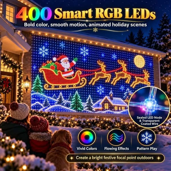 Jule-LED-net til hus & smart væggardin til udendørs brug - 400 LED RGB (2m)
