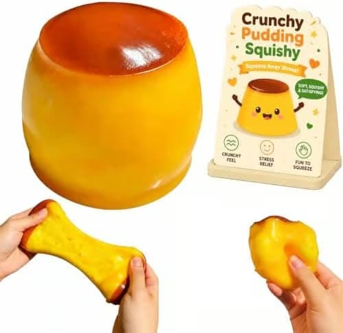 Krämig Pudding Squishy ASMR Pärlfylld Realistisk Mat Stressboll Karamell Klämbar Formbar Slushy Asmr Realistisk Taba Handgjord Icke-studsande Pudding