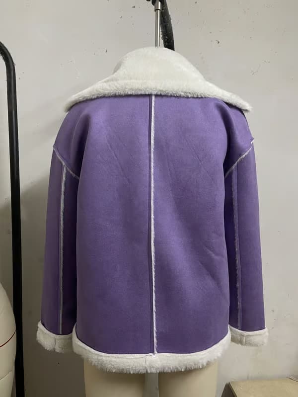 Vinterjacka för dam, fleece, varm, termisk, passform för inomhusbruk, sportjackor, vinterjacka Pourpre L