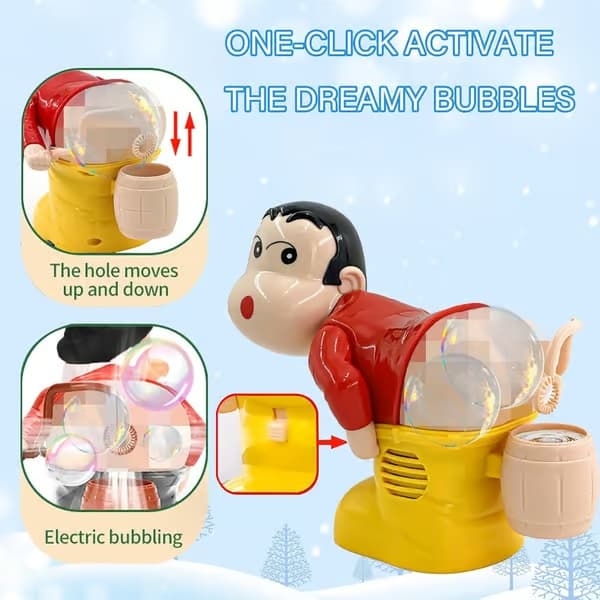 Jultomte-såpbubblemaskin, rolig leksak som blåser såpbubblor Yellow