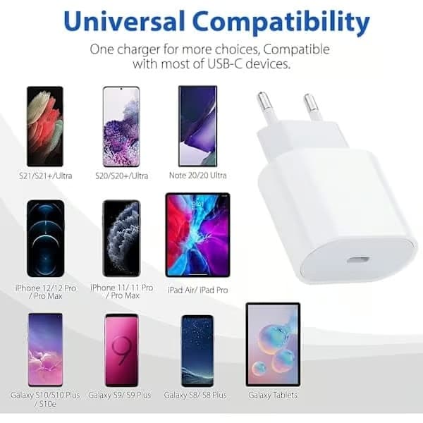 1-pak - iPhone-oplader - Hurtigoplader - Adapter + 2m kabel 20W Lightning Hvid 1-Pak iPhone (NT) 1-pack Lightning