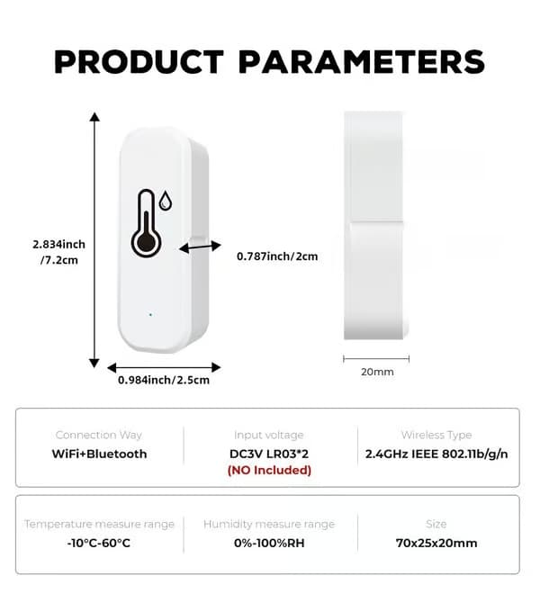 4-pack Smart WiFi Termometer Hygrometer - Trådlös temperatur- och fuktsensor med app-notiser
