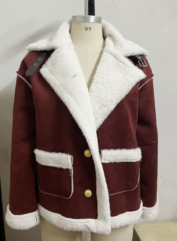 Vinterjacka för dam, fleece, varm, termisk, passform för inomhusbruk, sportjackor, vinterjacka red M