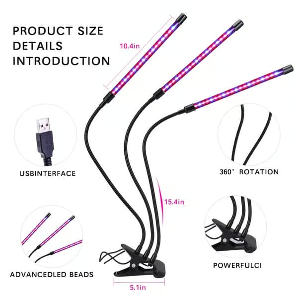 Växtbelysning 60 LED fullspektrum växtlampa Växtbelysning Växtbelysning 3 timers