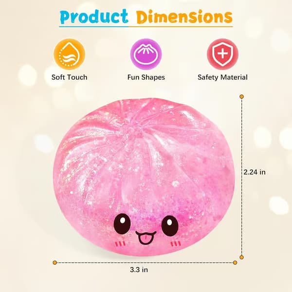 Sugar Glitter Dumpling Squishy Mystery Box, Viral Bao Bun Klämleksak, Stressavlastande Present pink