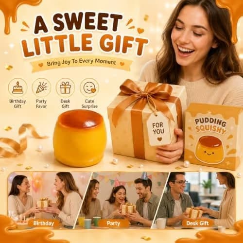 Krämig Pudding Squishy ASMR Pärlfylld Realistisk Mat Stressboll Karamell Klämbar Formbar Slushy Asmr Realistisk Taba Handgjord Icke-studsande Pudding