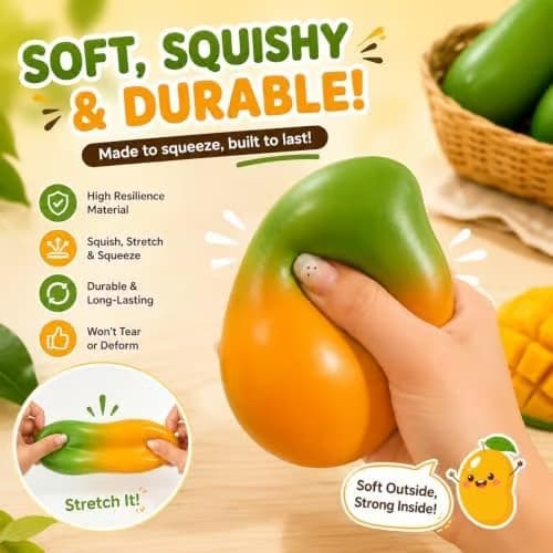 Knaprigt Mango Squishy ASMR Pärlfylld Realistisk Mat Stressboll Klämbar Formbar Slushy Asmr Realistisk Taba Handgjord Icke-studsande Klibbig Mango