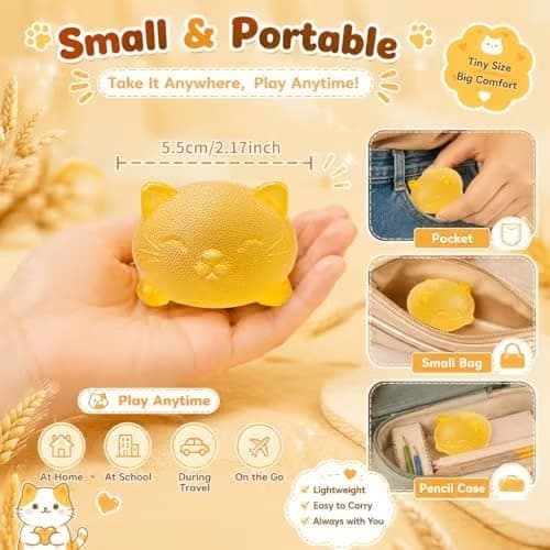 Cool Cat Squishy -fidget-lelu, keltainen Taba Squishy -kissanpuristuslelu Yellow