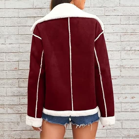 Vinterjacka för dam, fleece, varm, termisk, passform för inomhusbruk, sportjackor, vinterjacka red XL