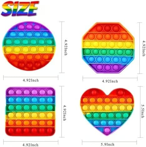 4-pack Rainbow Pop it Fidget-leksak, stressavlastare, push-sensoriska leksaker, Pop Fidgets-pack för kalas för barn och vuxna, presenter för stresslindring Rainbow 4pcs