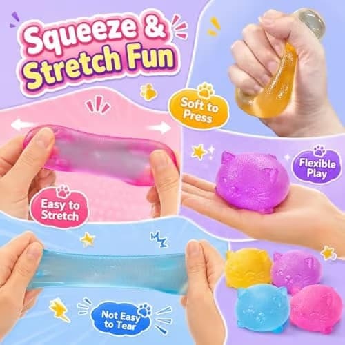 Cool Cat Squishy Fidget-leker, rosa Taba Cat klemmeleke Pink