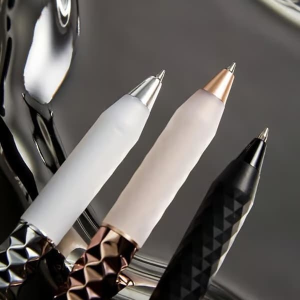 2-pack geometrisk deformationsgelpenna i metall, stressavlastande och intressant formad penna Black