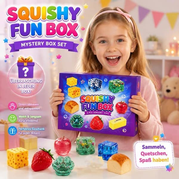 8-dele Squishy Sæt, Sensorisk Anti-Stress Legetøj, Squishy Fidget Klemmelegetøj, Afslapningslegetøj Gaveæske til Kontoret
