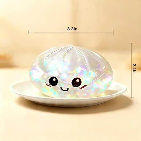 Glitter Dumpling Squishy Leksak, Mjuk Stretchig Klämboll med Ångkokare för Barn & Vuxna blue