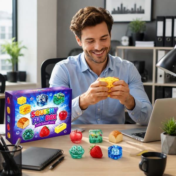 8-dele Squishy Sæt, Sensorisk Anti-Stress Legetøj, Squishy Fidget Klemmelegetøj, Afslapningslegetøj Gaveæske til Kontoret
