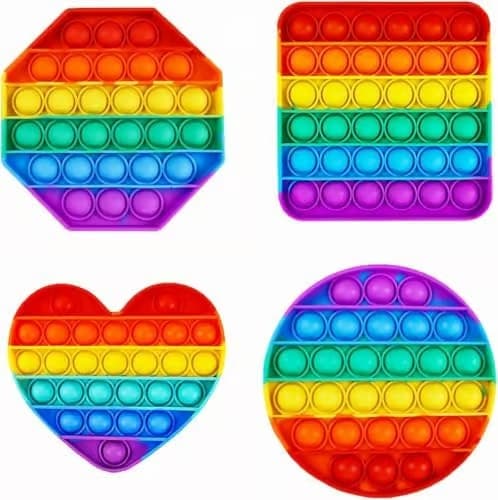 4-pack Rainbow Pop it Fidget-leksak, stressavlastare, push-sensoriska leksaker, Pop Fidgets-pack för kalas för barn och vuxna, presenter för stresslindring Rainbow 4pcs