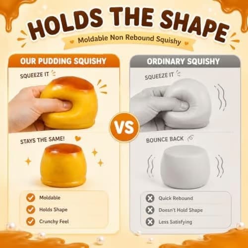 Krämig Pudding Squishy ASMR Pärlfylld Realistisk Mat Stressboll Karamell Klämbar Formbar Slushy Asmr Realistisk Taba Handgjord Icke-studsande Pudding