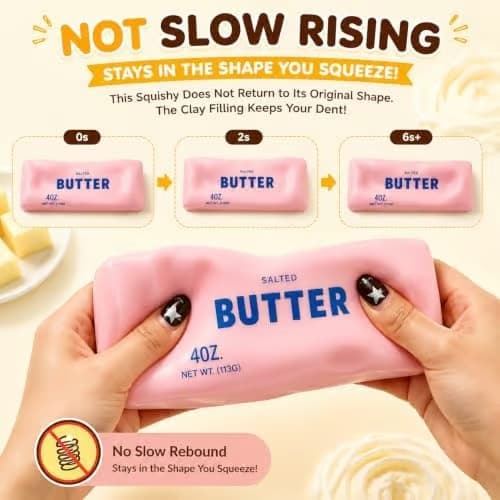 Kremet Smør Squishy ASMR Perlefylt Realistisk Mat Stressball Butter-green
