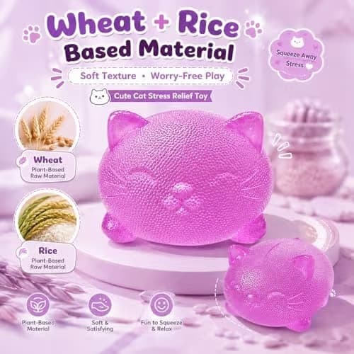 Taba katt-squishy fidget-leksak, lila långsamt stigande klämleksak Purple