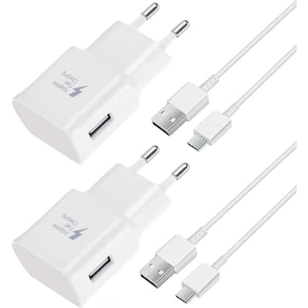 2-pack snabbladdare och 1,5 meter datakablar, kompatibla med Samsung Galaxy S22 S21 S20 S8 S10 S9 Plus, Note 7 8 9 10 A53, LG och HTC. 2-pack/B