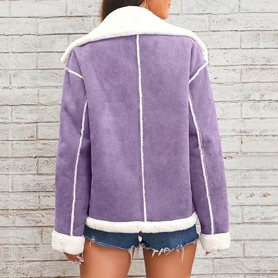 Vinterjacka för dam, fleece, varm, termisk, passform för inomhusbruk, sportjackor, vinterjacka Pourpre M