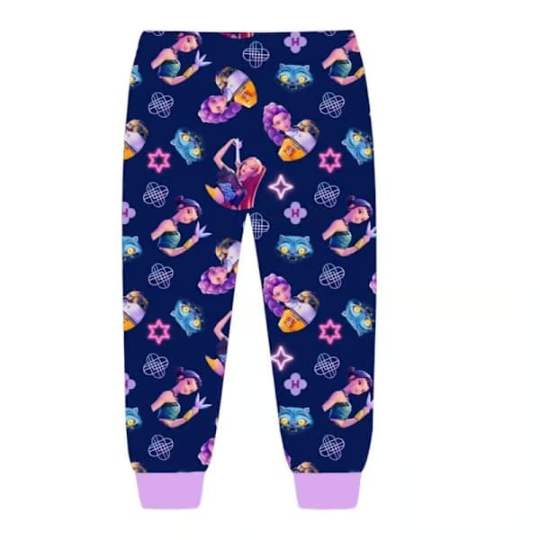 K-Pop Demon Hunters Långärmad Pyjamas för barn, sött tecknat tryck, barnkläder för sömn och vardagsbruk Light Blue 130cm