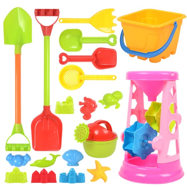 Barnens strandleksaksbilset Sandgrävningsspade hink Sandleksaker D-19 Piece Set